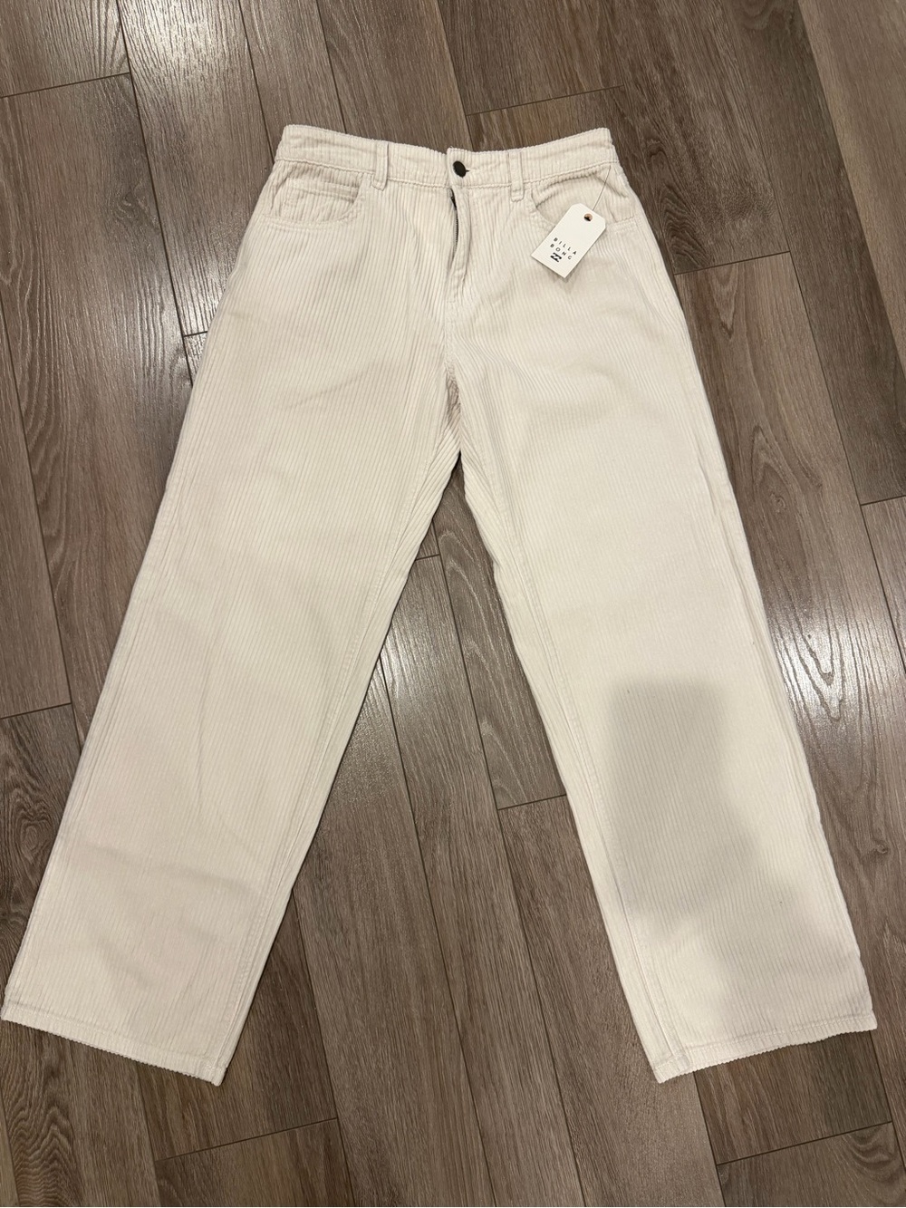 Billabong Women's Straight-Leg Corduroy Pants in Cream NWT